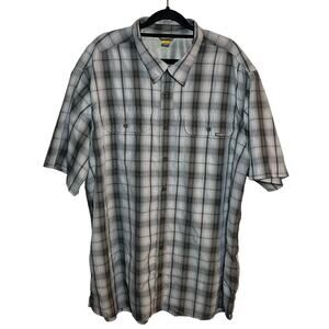 Eddie Bauer Travex Button Up Shirt Gray Plaid Check Men Sz 2Xlt Outdoor Fishing
